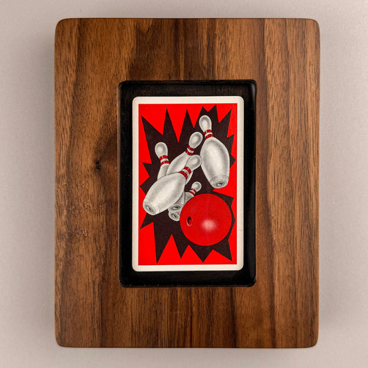 SunnySlab Mid-Century Bowling Strike Walnut Wall Art