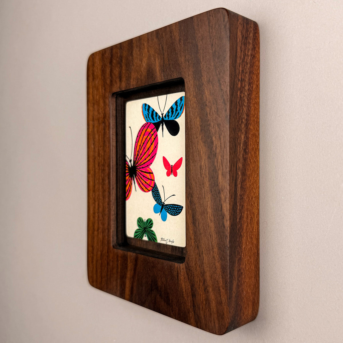 SunnySlab Mid-Century Butterflies Walnut Wall Art