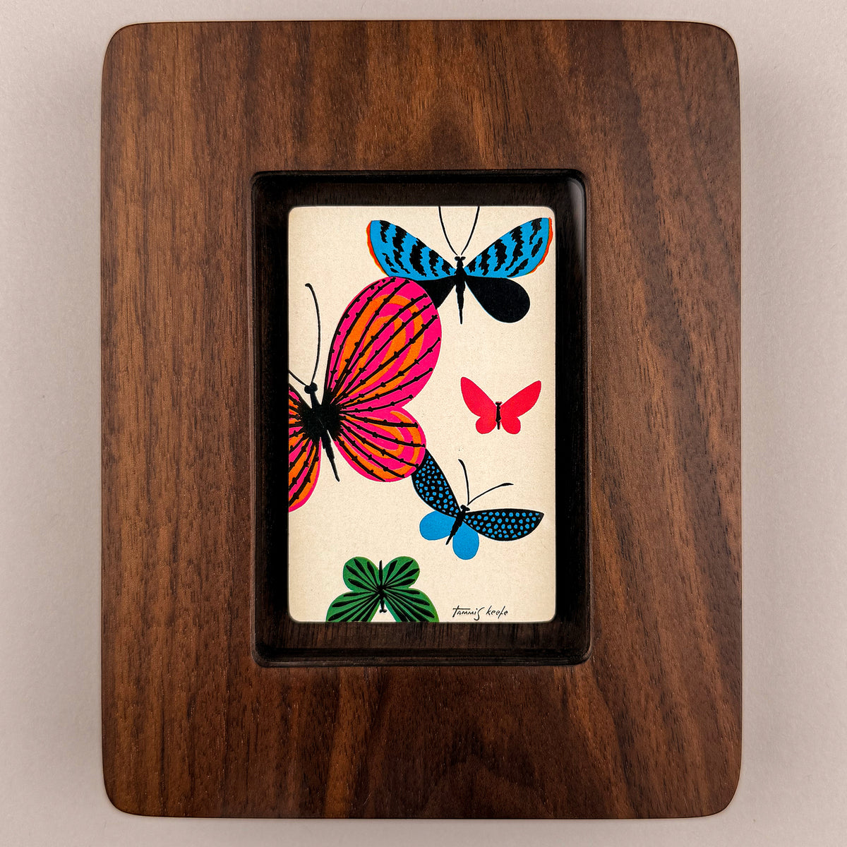 SunnySlab Mid-Century Butterflies Walnut Wall Art