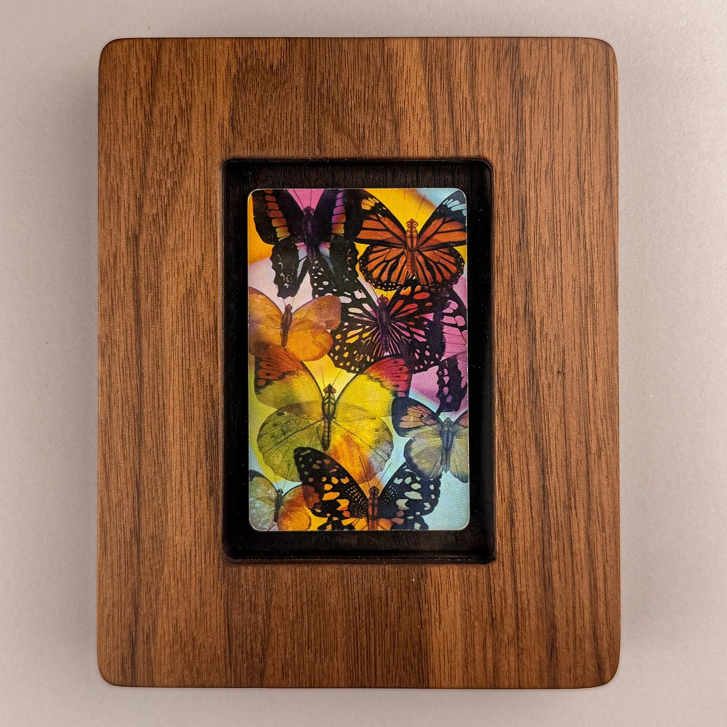 SunnySlab Colorful Butterfly Collage Walnut Wall Art