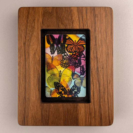SunnySlab Colorful Butterfly Collage Walnut Wall Art