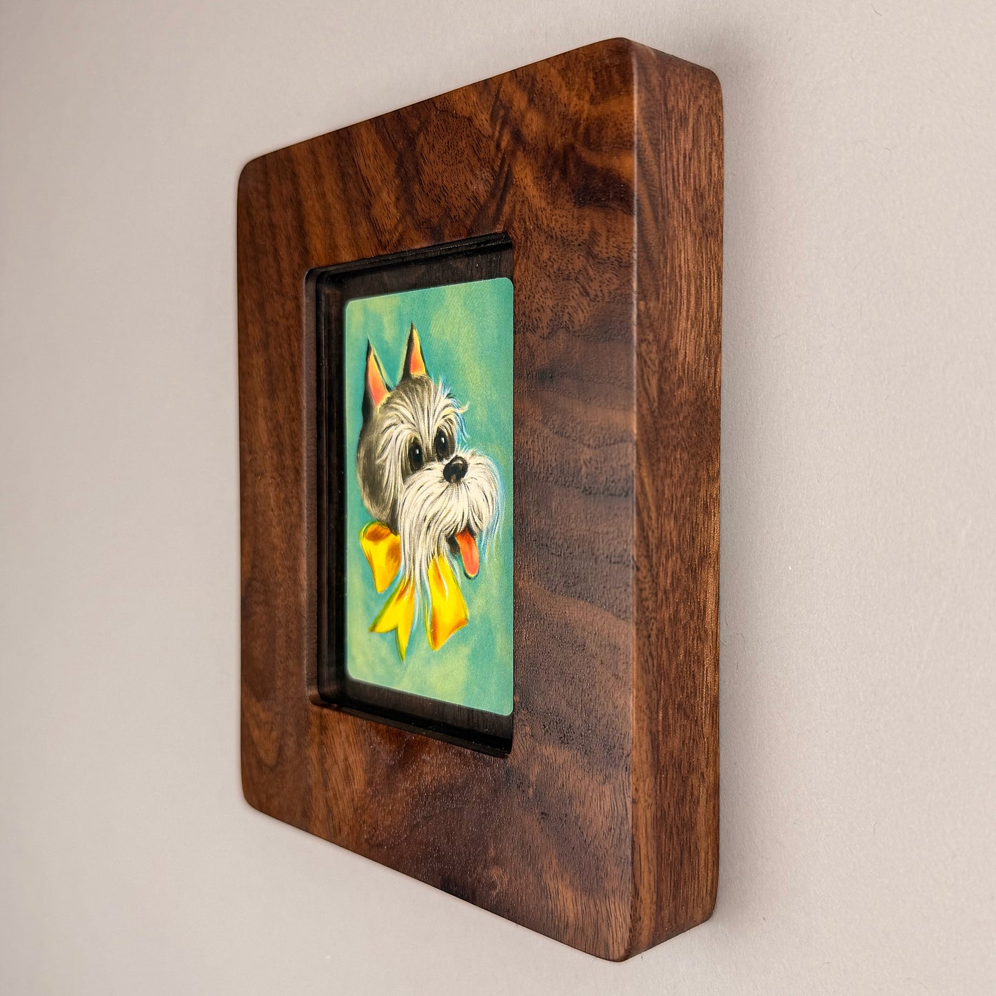 SunnySlab Mid-Century Schnauzer Dog Walnut Wall Art