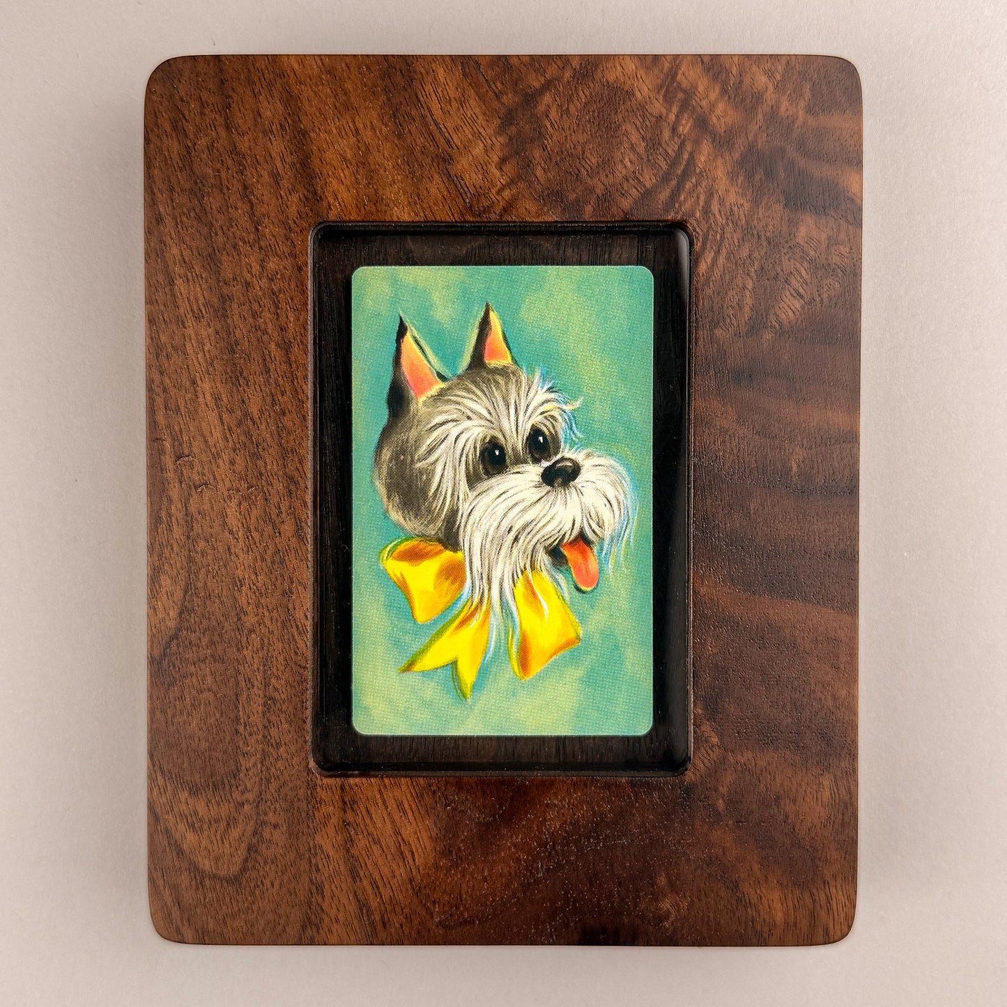 SunnySlab Mid-Century Schnauzer Dog Walnut Wall Art