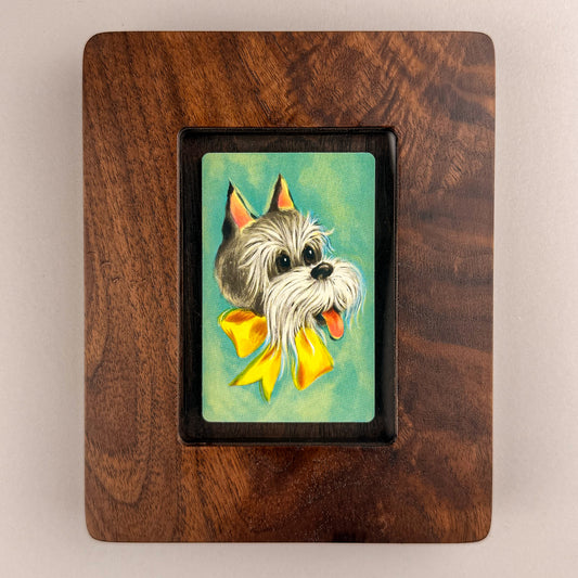 SunnySlab Mid-Century Schnauzer Dog Walnut Wall Art