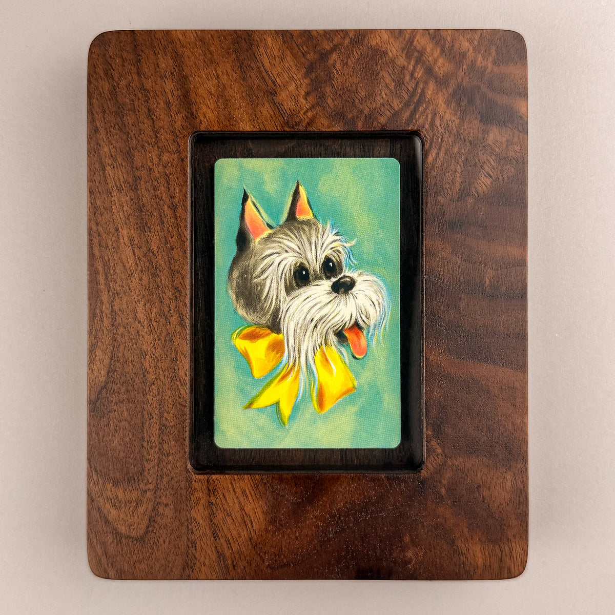 SunnySlab Mid-Century Schnauzer Dog Walnut Wall Art