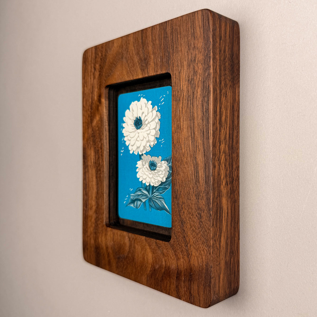 SunnySlab Chrysanthemums Walnut Wall Art
