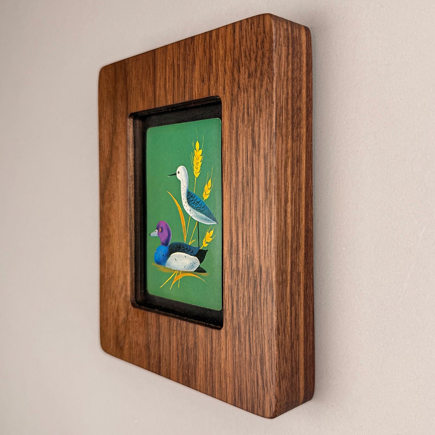 SunnySlab Mid-Century Duck and Shorebird Walnut Wall Art