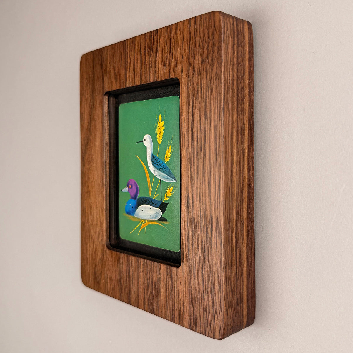 SunnySlab Mid-Century Duck and Shorebird Walnut Wall Art