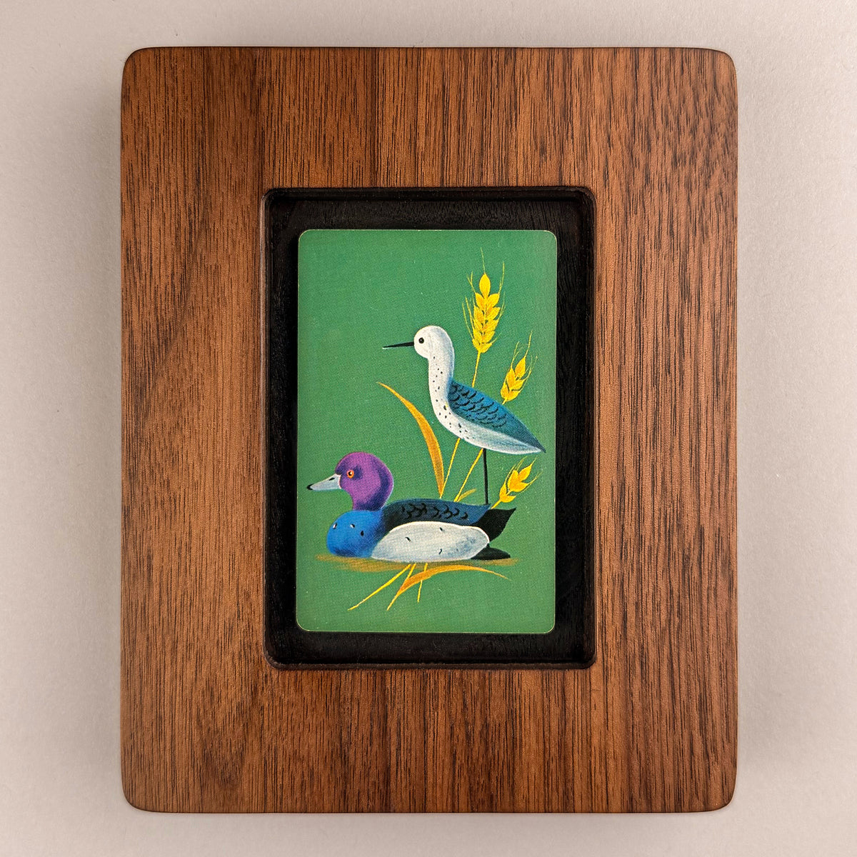 SunnySlab Mid-Century Duck and Shorebird Walnut Wall Art