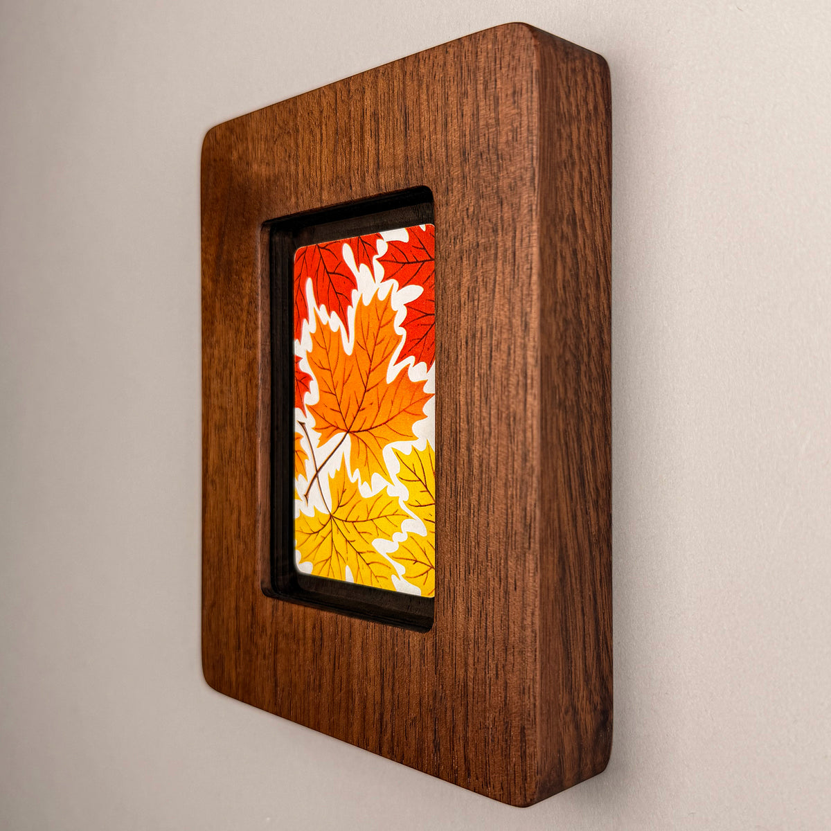 SunnySlab Fall Maple Leaves Walnut Wall Art