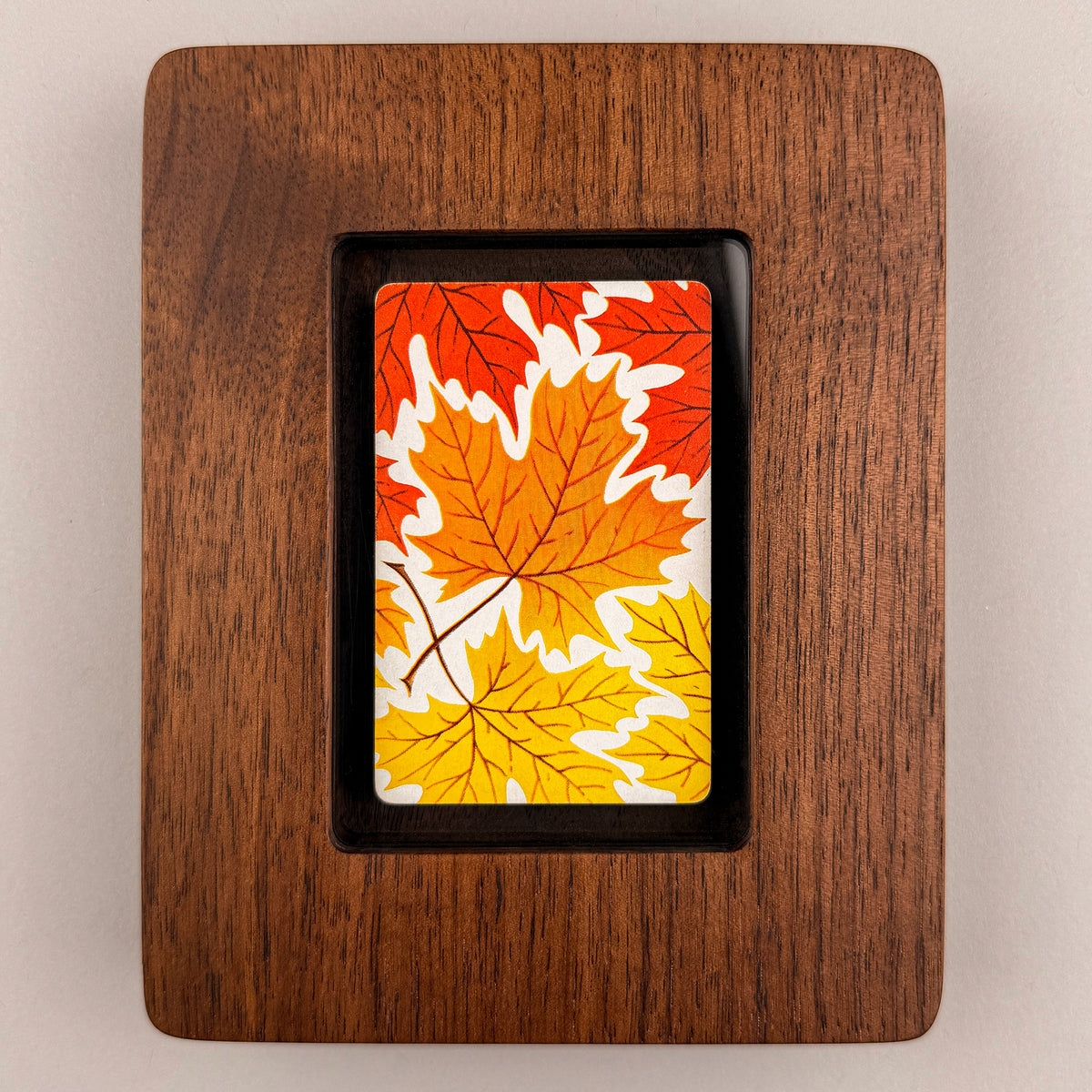 SunnySlab Fall Maple Leaves Walnut Wall Art