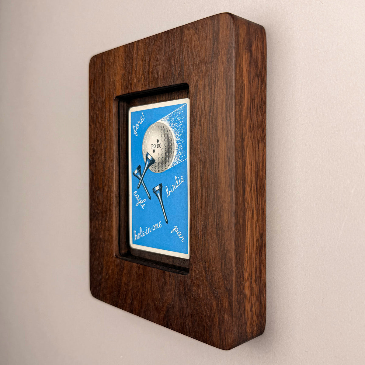 SunnySlab Mid-Century Golf Ball and Tees Walnut Wall Art