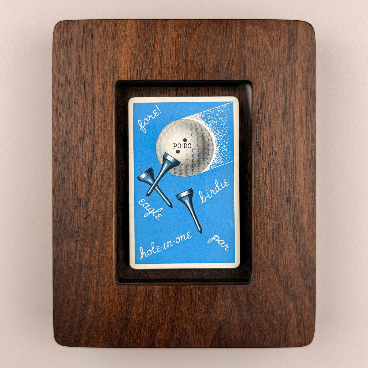 SunnySlab Mid-Century Golf Ball and Tees Walnut Wall Art