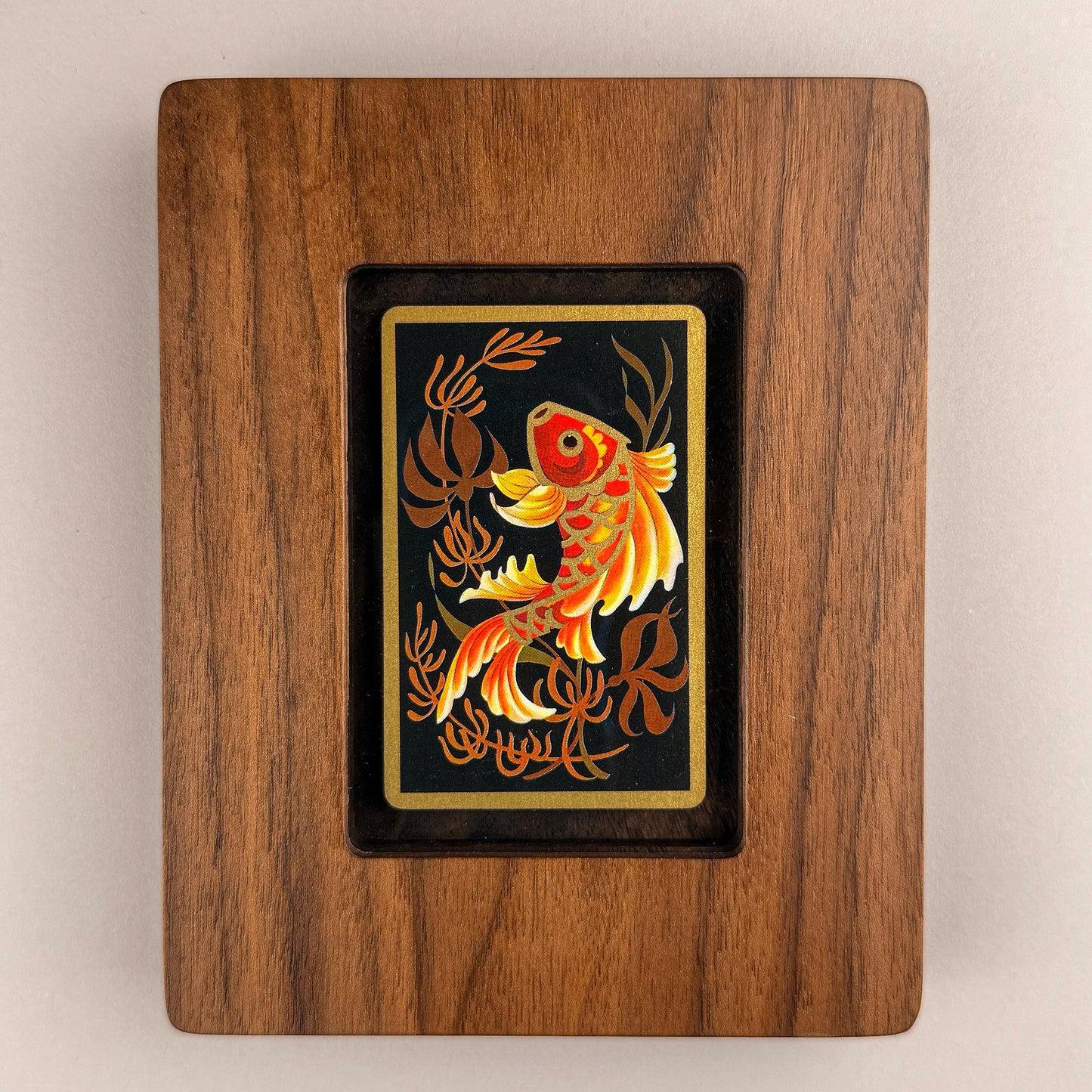 SunnySlab Orange Koi Fish Walnut Wall Art