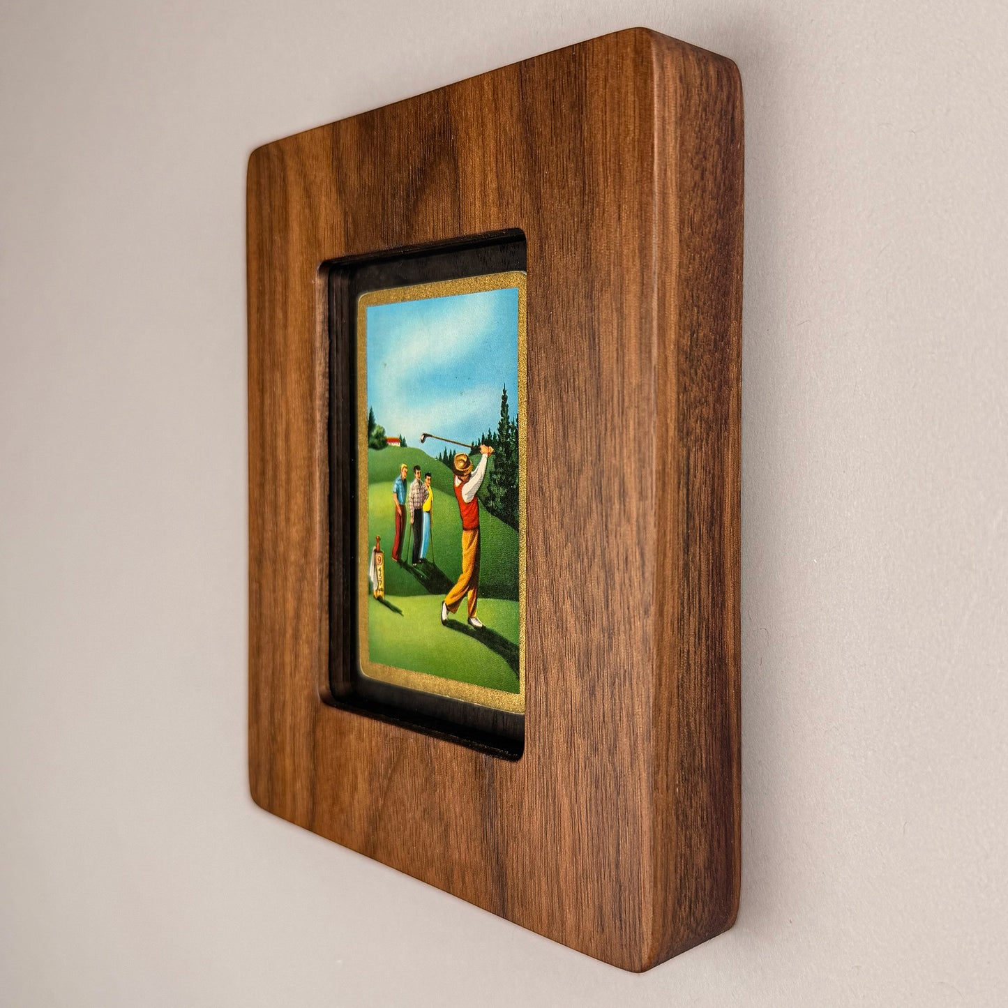 SunnySlab Mid-Century Golf Scene Walnut Wall Art
