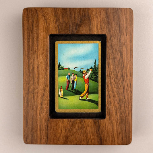 SunnySlab Mid-Century Golf Scene Walnut Wall Art