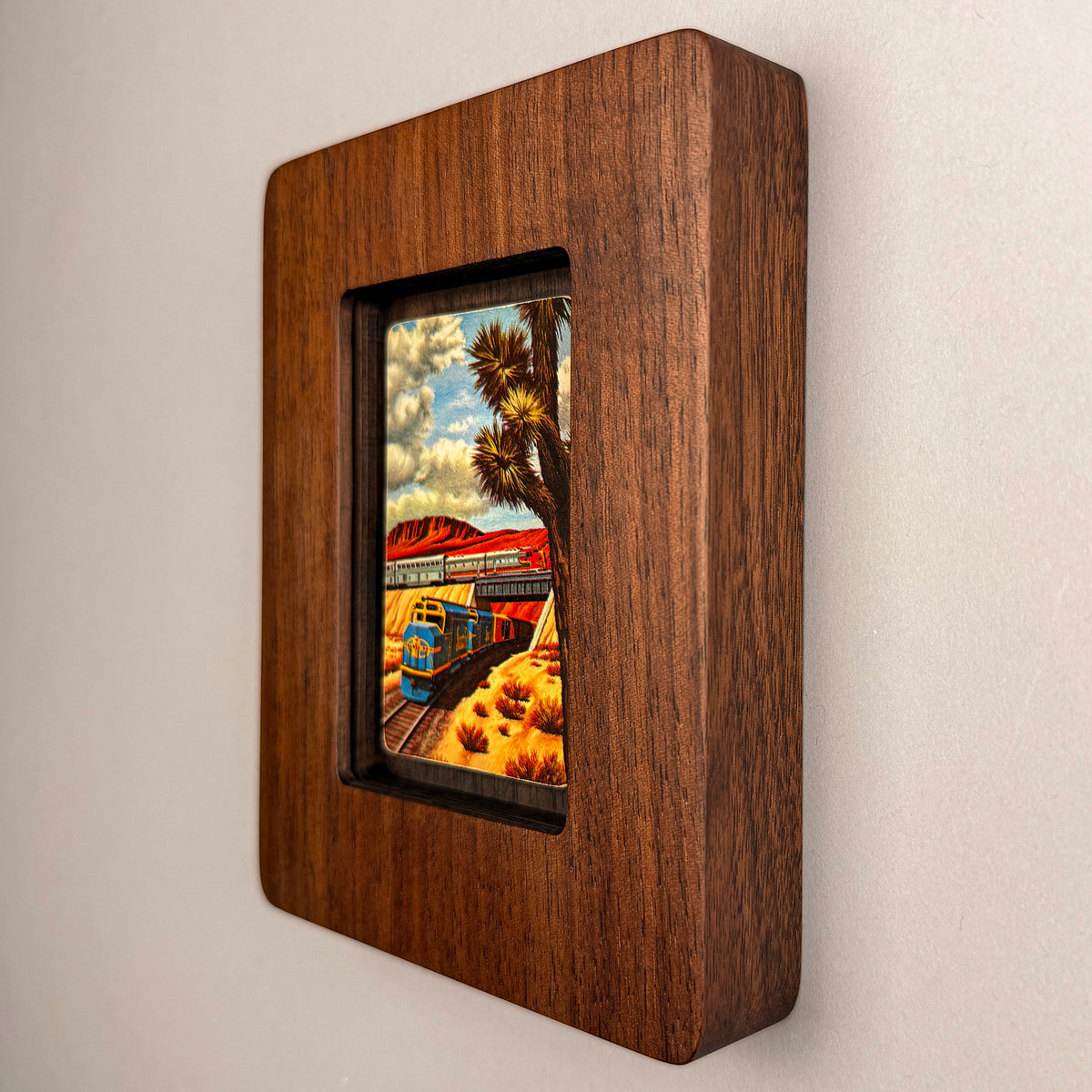 SunnySlab Santa Fe Railroad Train Walnut Wall Art