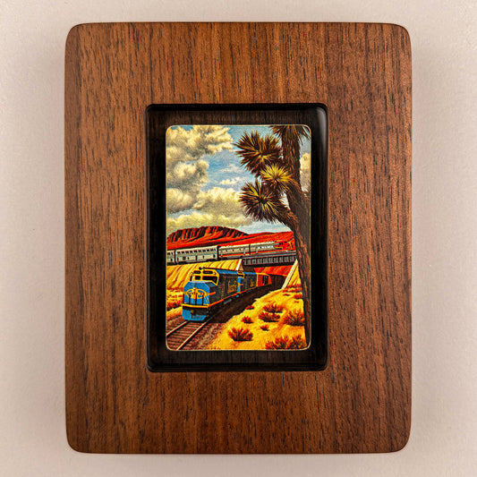 SunnySlab Santa Fe Railroad Train Walnut Wall Art