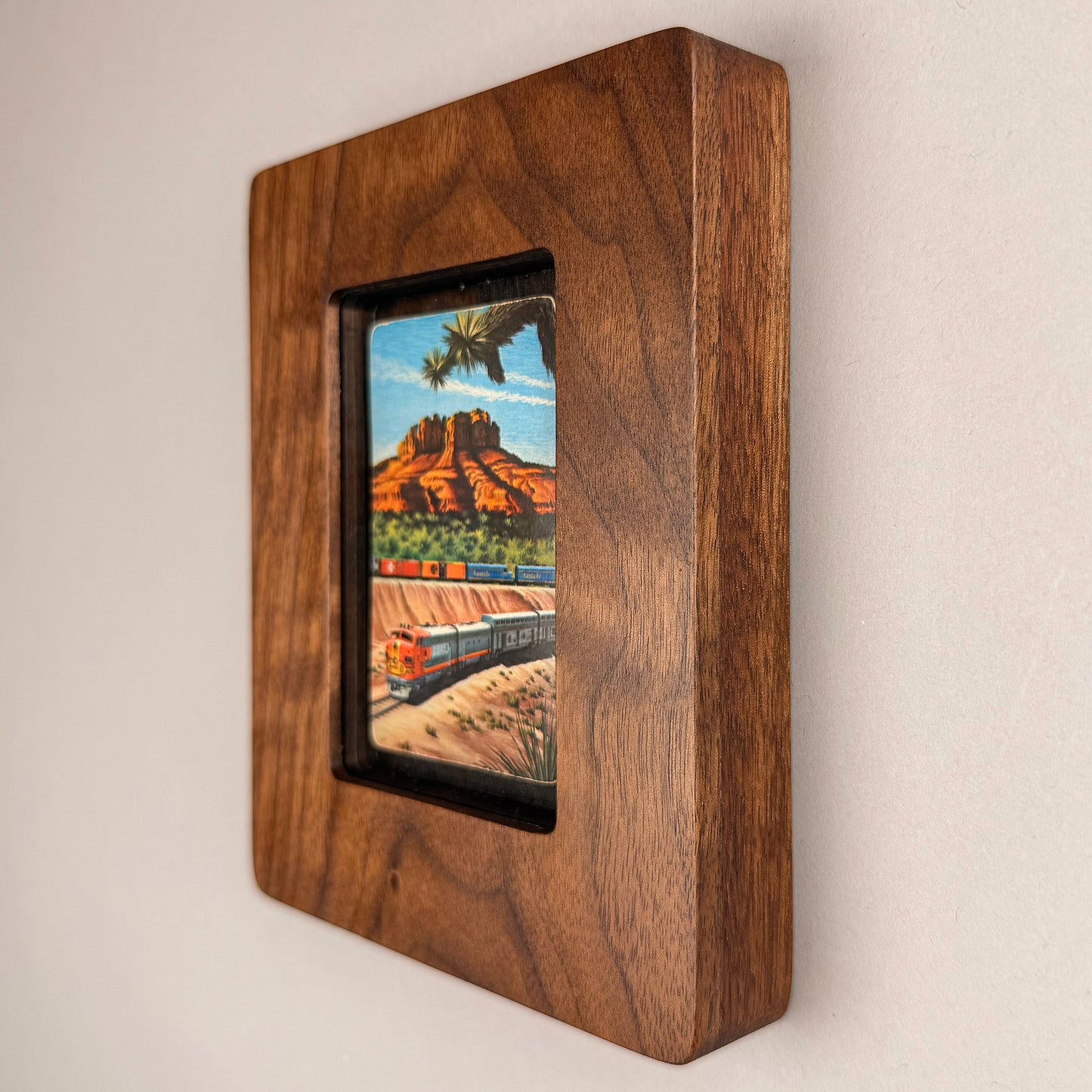 SunnySlab Mid-Century Santa Fe Railroad Walnut Wall Art