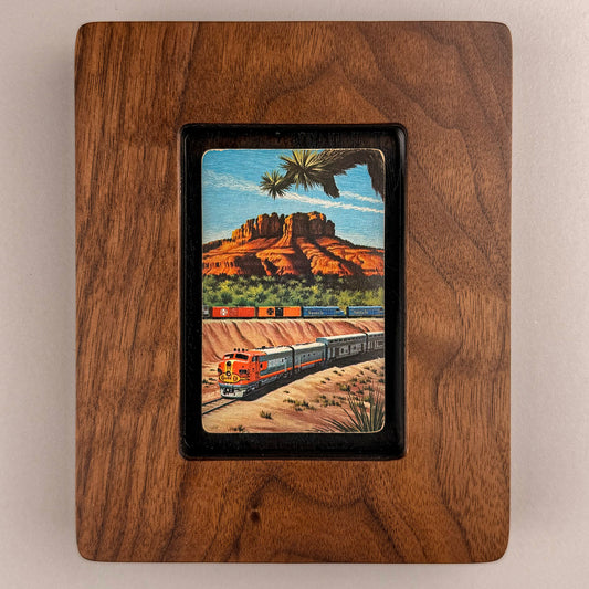 SunnySlab Mid-Century Santa Fe Railroad Walnut Wall Art
